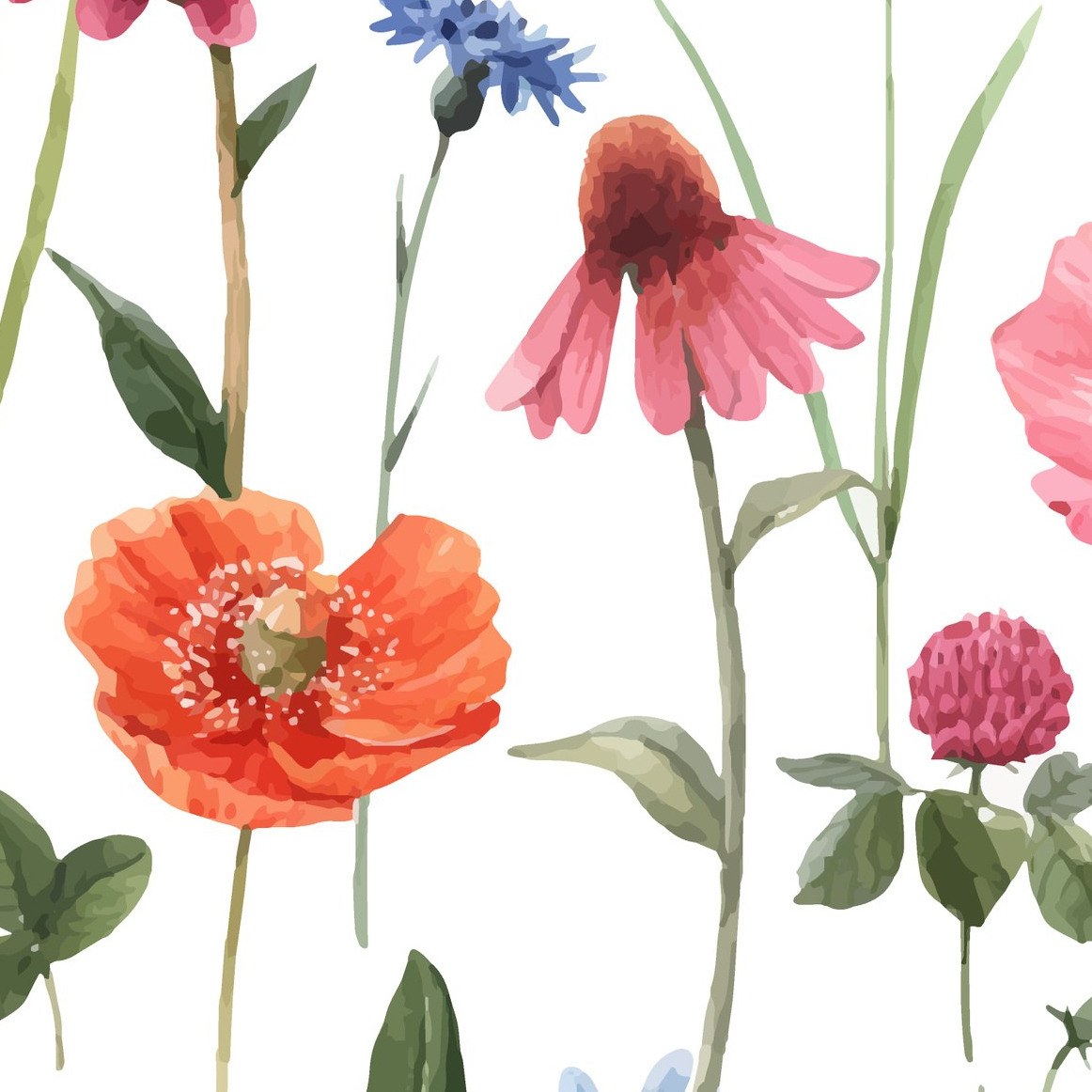 Flora on White Wallpaper 4 Wallpaper and Wall Murals South Africa Flora on White Wallpaper close-up showing texture and colour