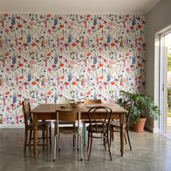 Flora on White Wallpaper
