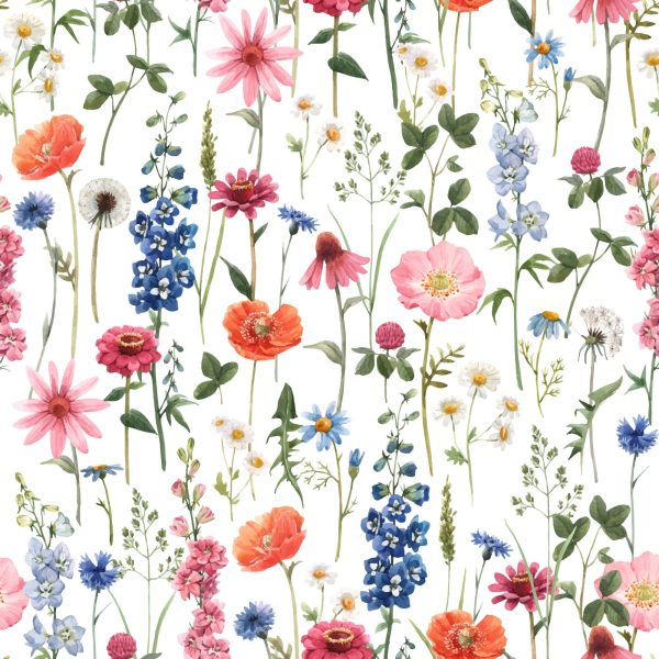 Flora on White Wallpaper