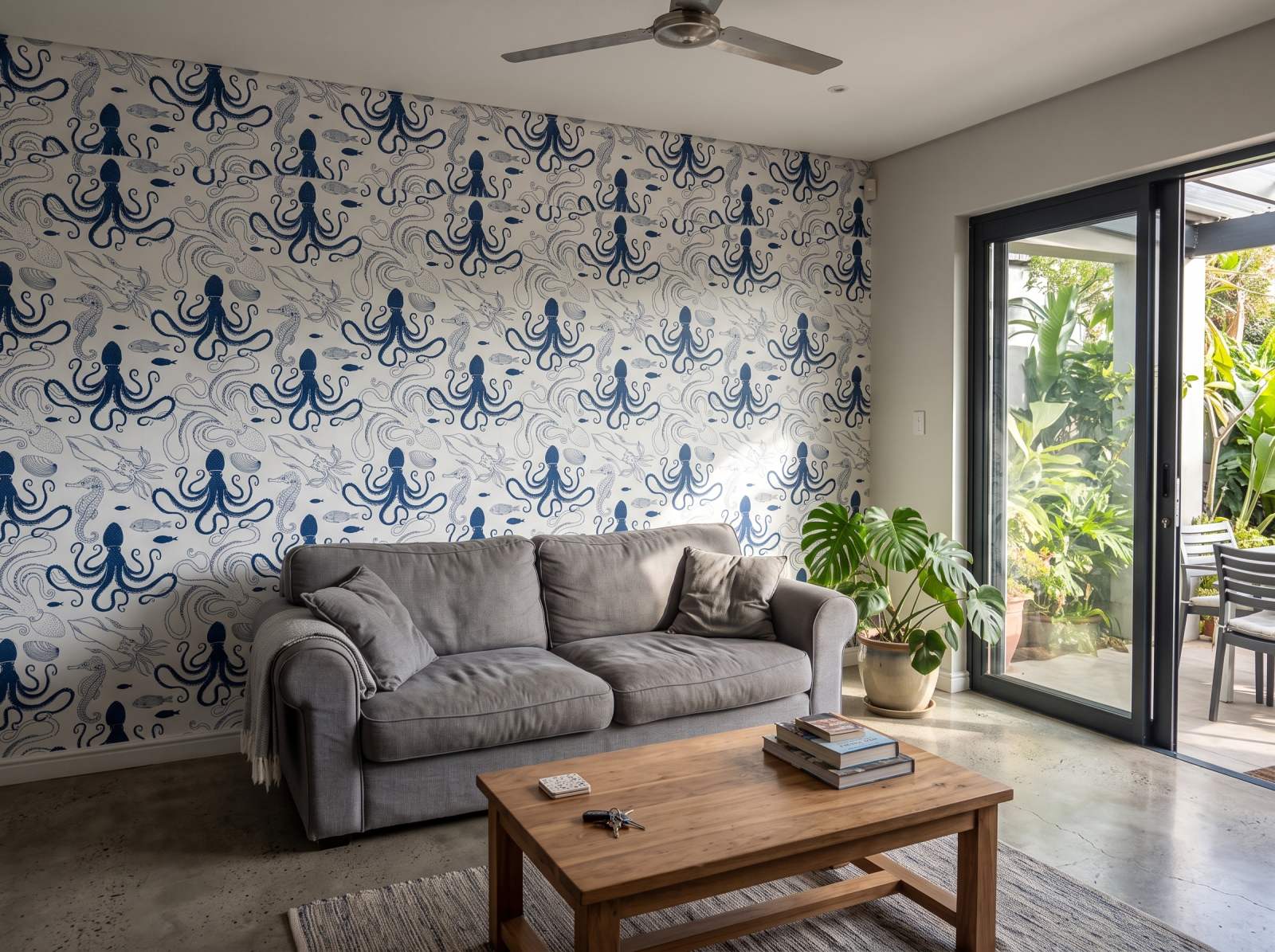 Deep Blue Sea Wallpaper 1 Wallpaper and Wall Murals South Africa Deep Blue Sea Wallpaper shown in a living room