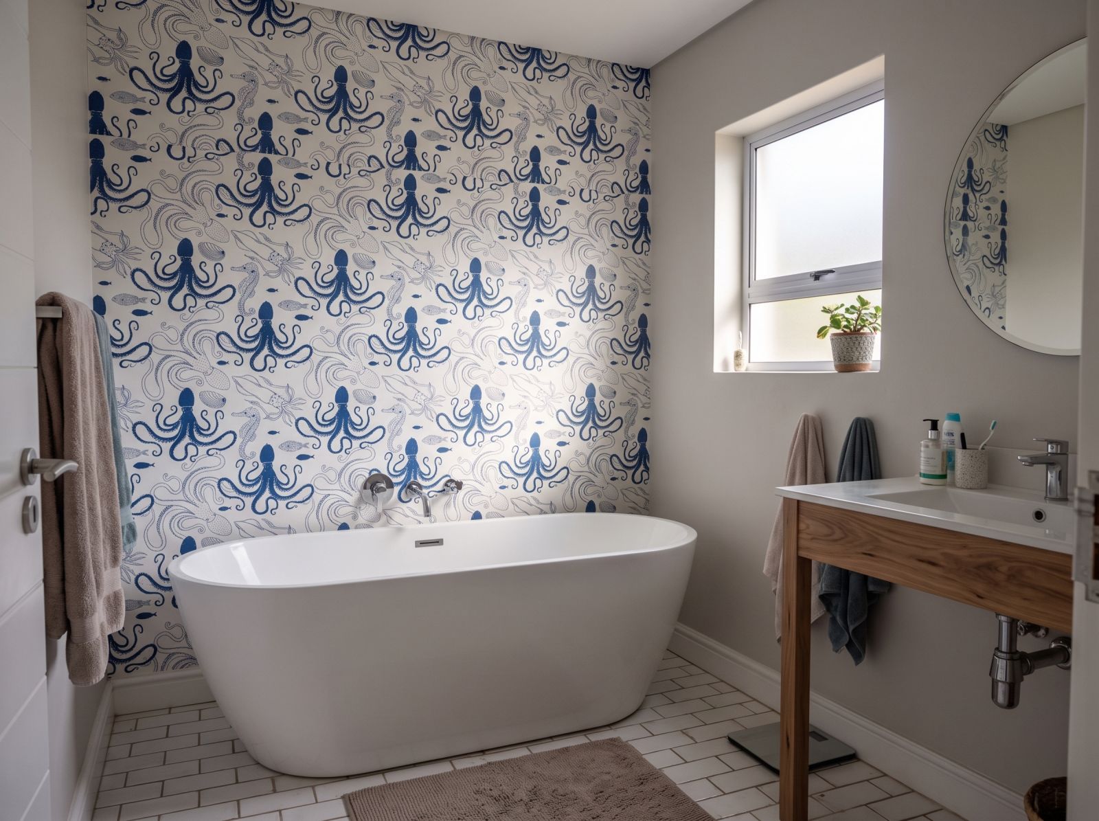 Deep Blue Sea Wallpaper 3 Wallpaper and Wall Murals South Africa Deep Blue Sea Wallpaper shown in a bathroom