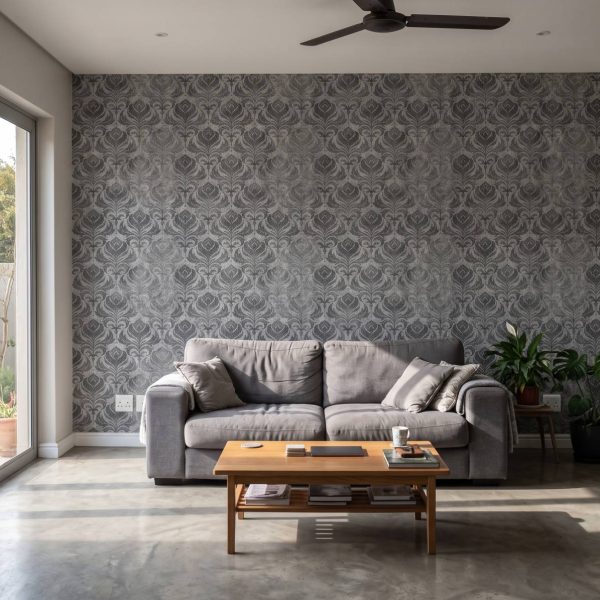 Undertow Blend Wallpaper shown in a living room
