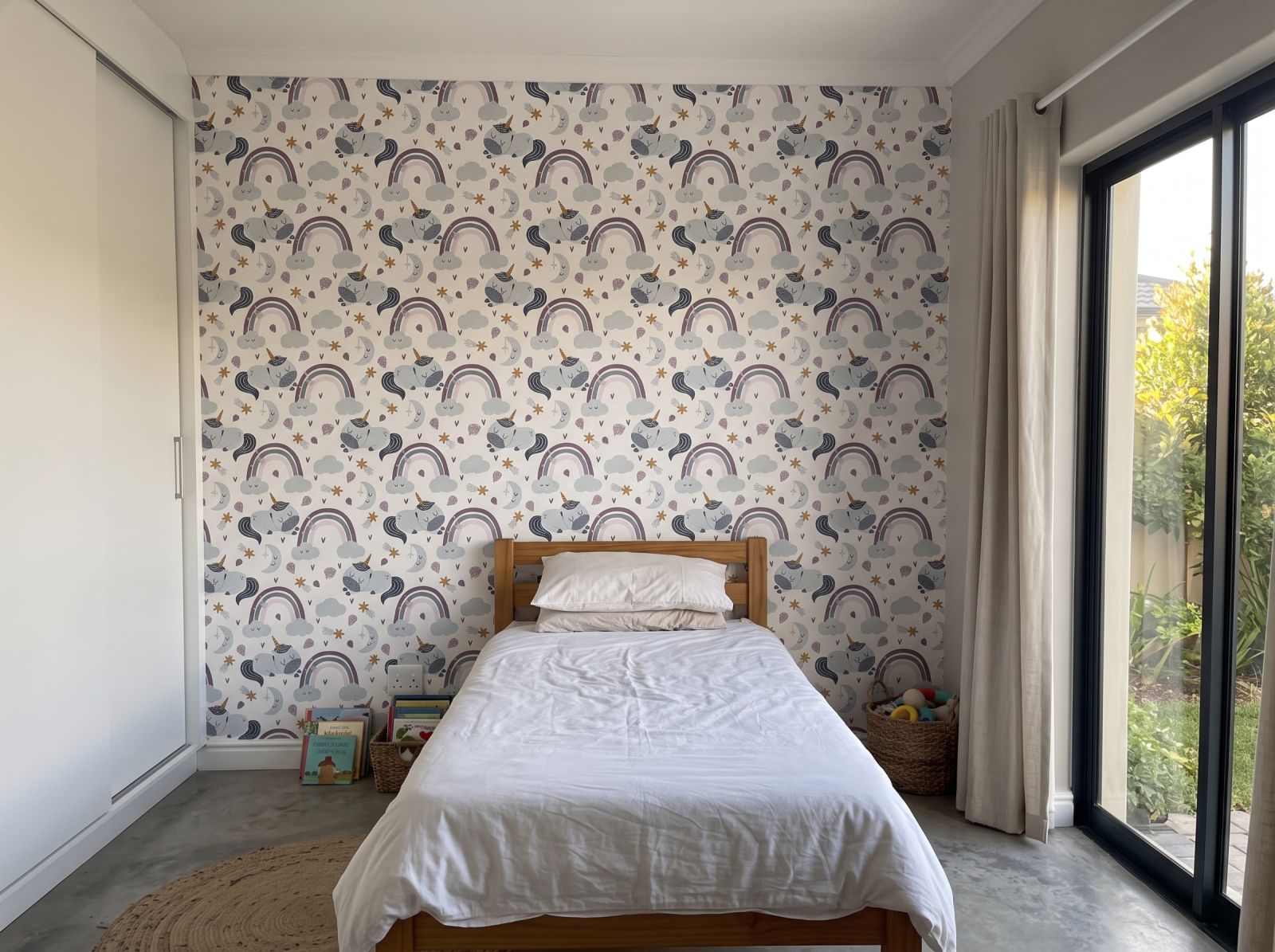 Sleepy Unicorns Wallpaper 3 Wallpaper and Wall Murals South Africa Sleepy Unicorns Wallpaper shown in a bedroom