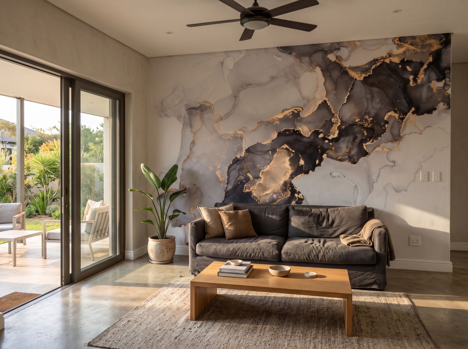 Mural Gold Grain 1 Wallpaper and Wall Murals South Africa Mural Gold Grain shown in a living room