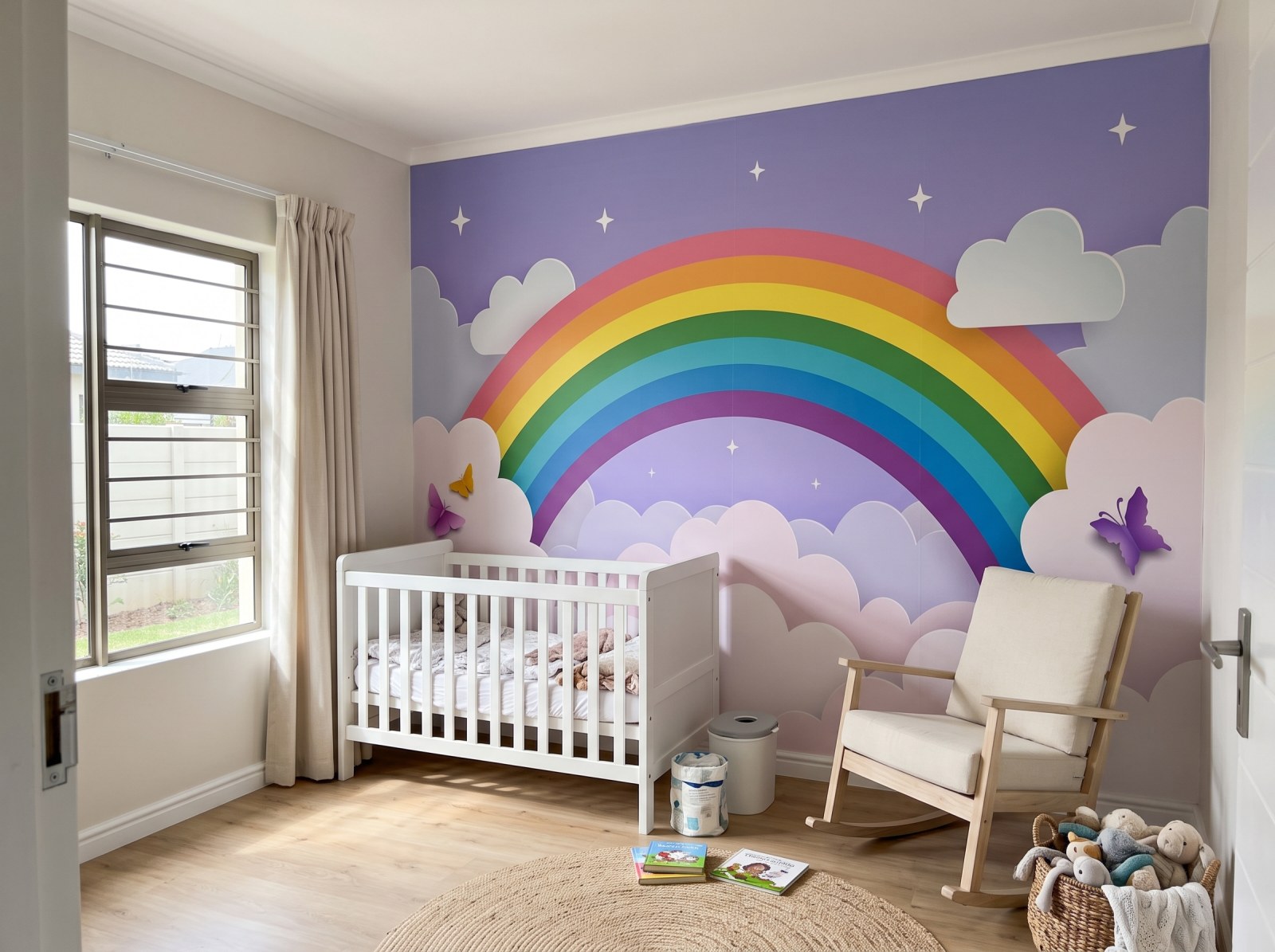 Mural Rainbow Clouds 1 Wallpaper and Wall Murals South Africa Mural Rainbow Clouds shown in a nursery