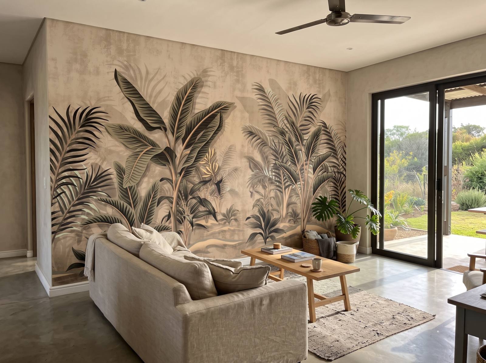 Mural Banana Palm 1 Wallpaper and Wall Murals South Africa Mural Banana Palm shown in a living room