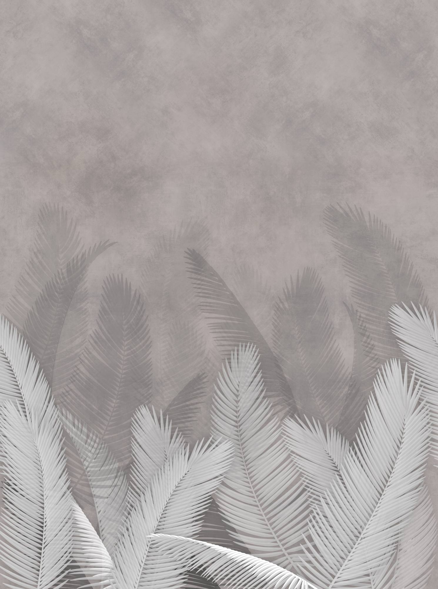 Mural Conquered 2 Wallpaper and Wall Murals South Africa Mural Conquered, palm fronds in grey and stone mural - WallpaperOnline