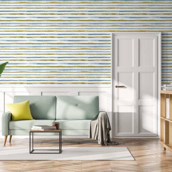 Sailboat Gouache Stripes Wallpaper