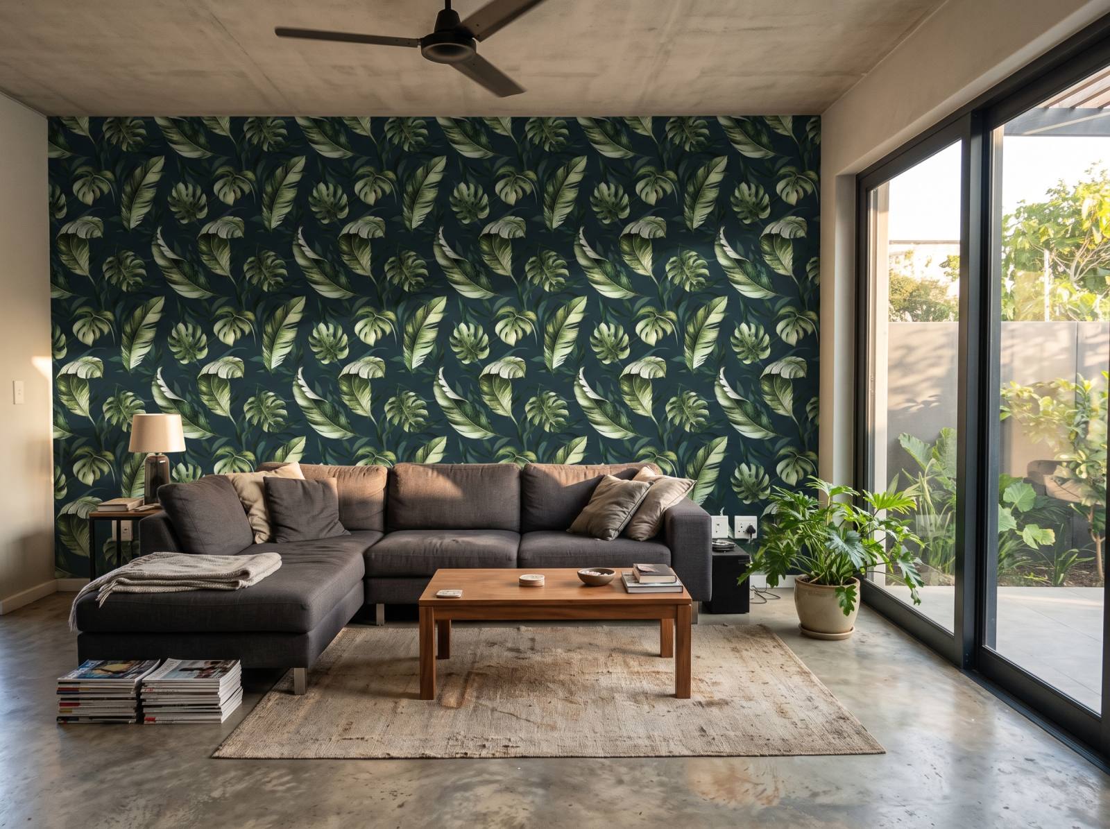 Deep Botanics Wallpaper 1 Wallpaper and Wall Murals South Africa Deep Botanics Wallpaper shown in a living room