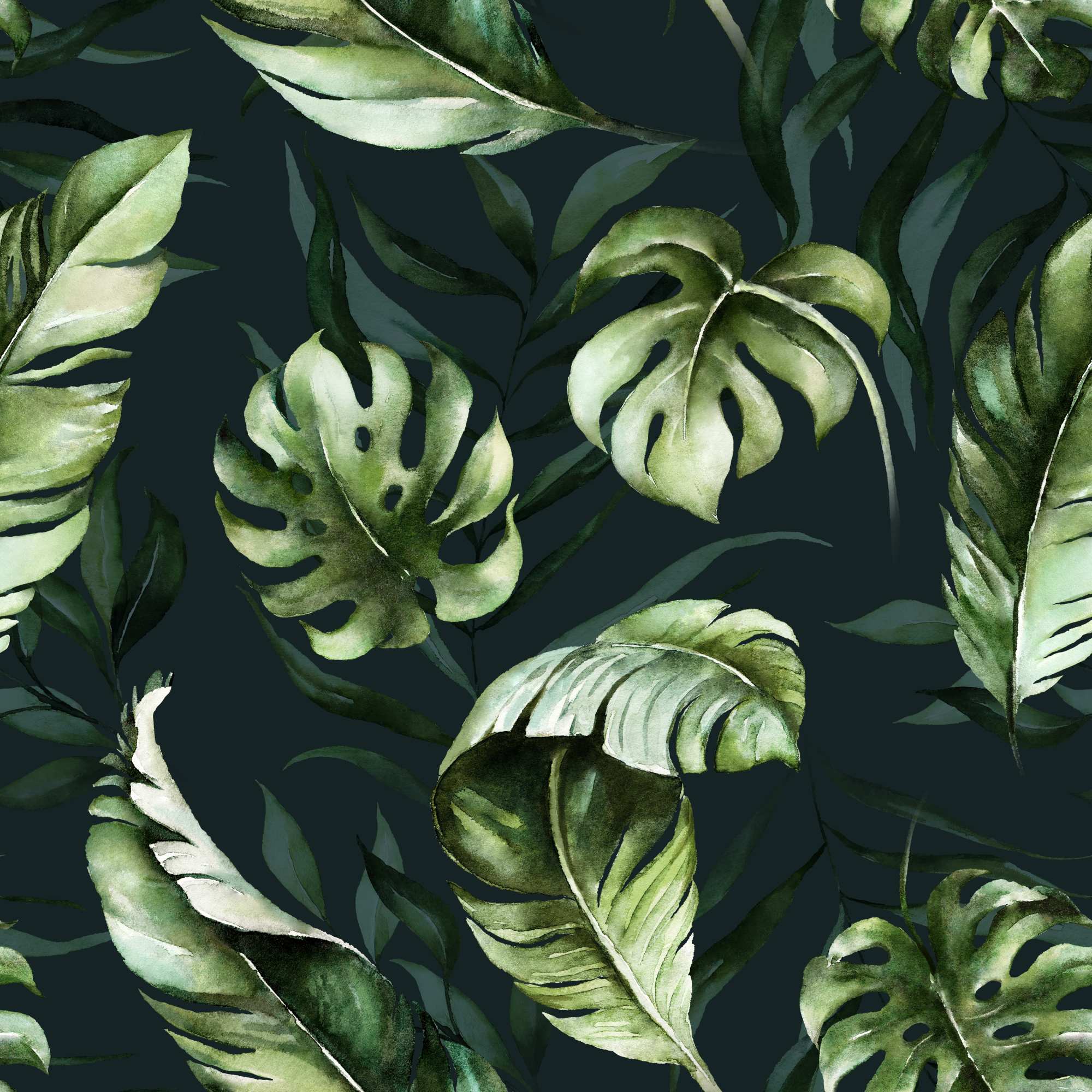 Deep Botanics Wallpaper 2 Wallpaper and Wall Murals South Africa Deep Botanics, botanical leaves in green and dark teal wallpaper - WallpaperOnline