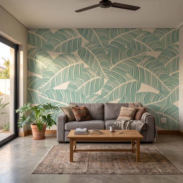 Mural Art Deco Whipped Leaves