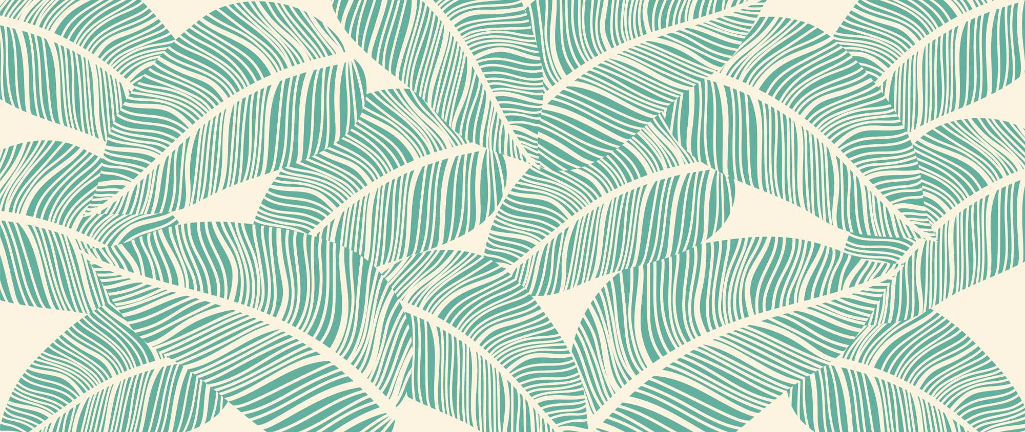 Mural Art Deco Whipped Leaves 2 Wallpaper and Wall Murals South Africa Art Deco Whipped Leaves, banana leaf fronds in teal and cream mural - WallpaperOnline