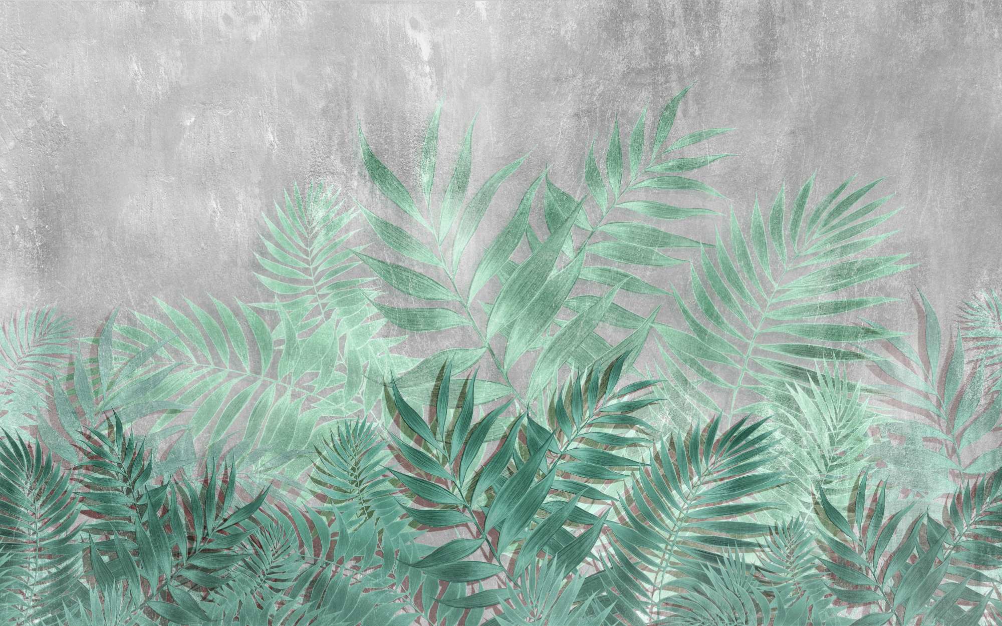 Mural Textured Lalyle 2 Wallpaper and Wall Murals South Africa Mural Textured Lalyle, palm leaves in green and grey mural - WallpaperOnline