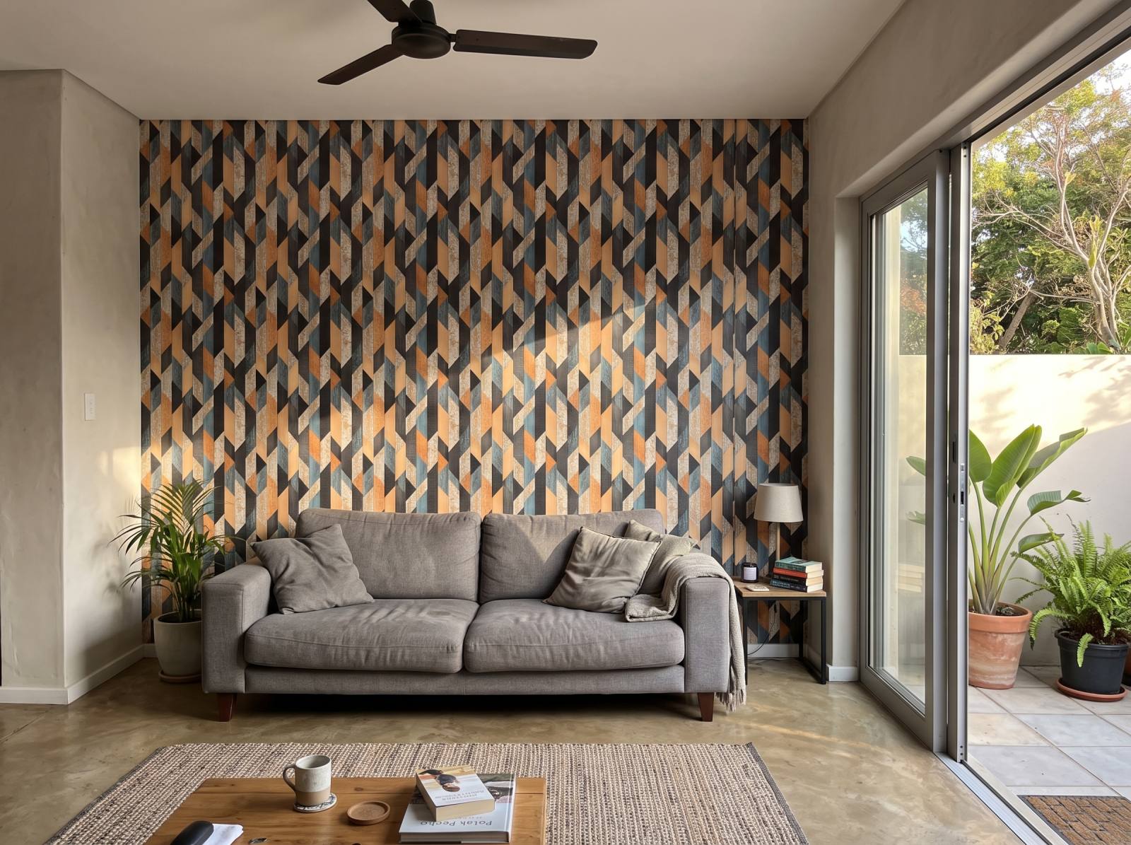 Patch Perfect Wallpaper 1 Wallpaper and Wall Murals South Africa Patch Perfect Wallpaper shown in a living room