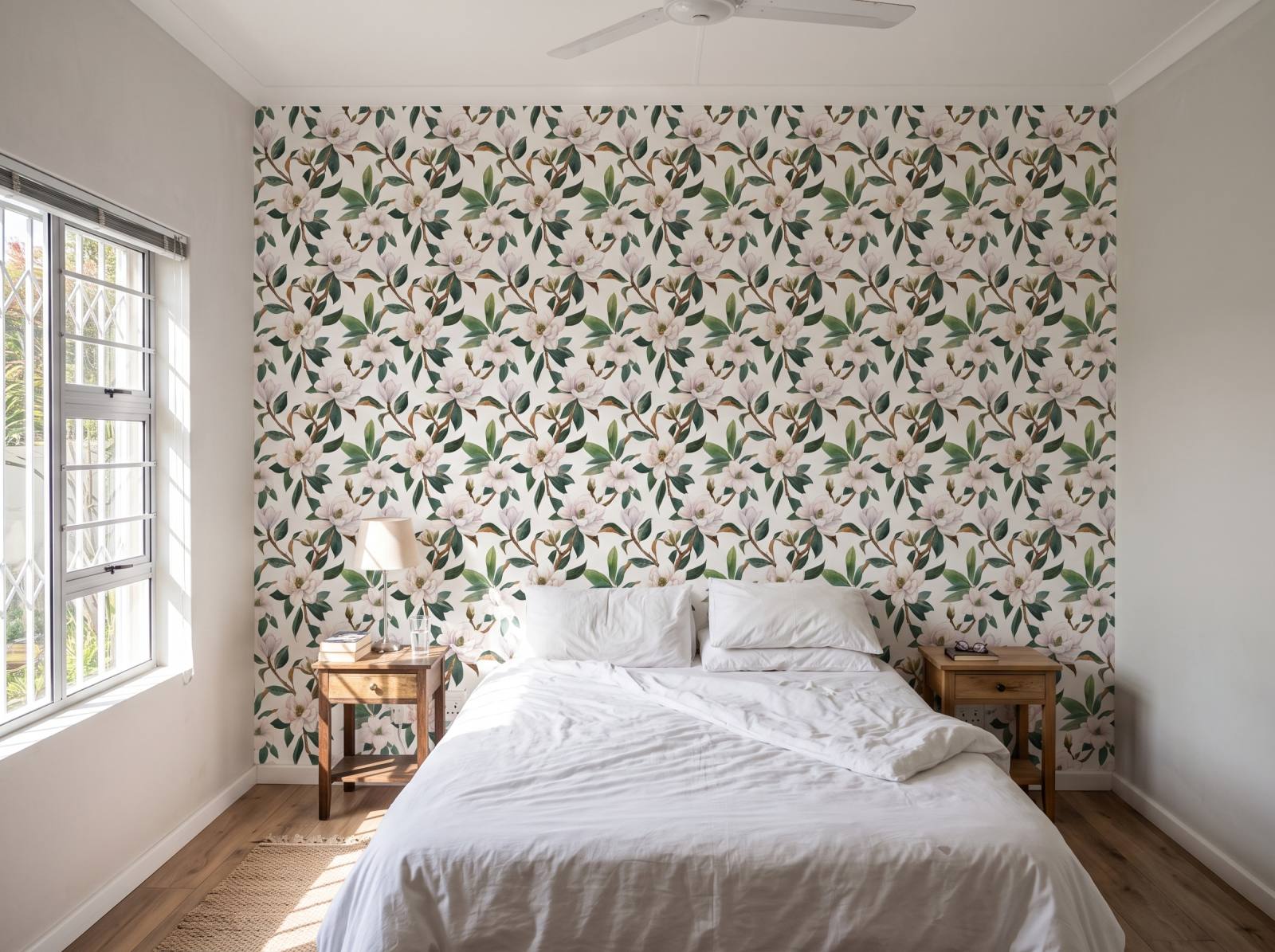 Magnolia Summer Wallpaper 1 Wallpaper and Wall Murals South Africa Magnolia Summer Wallpaper shown in a bedroom