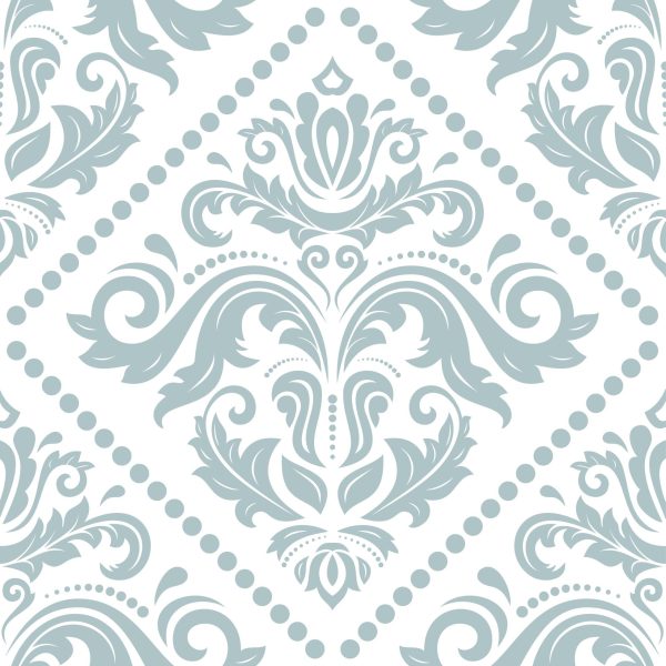 Majestic King, damask pattern in blue-grey and white wallpaper - WallpaperOnline