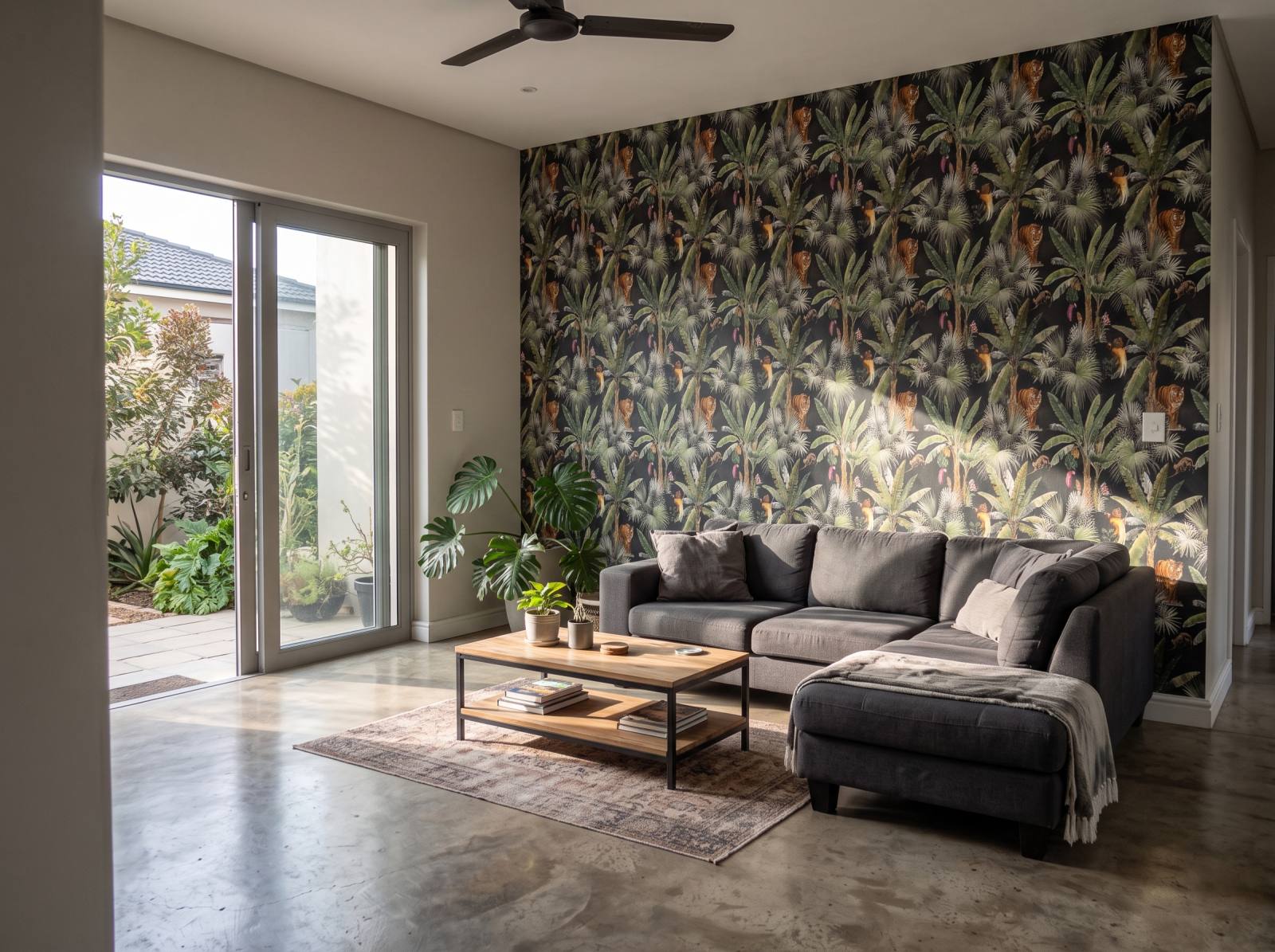 Jungle King Wallpaper 1 Wallpaper and Wall Murals South Africa Jungle King Wallpaper shown in a living room
