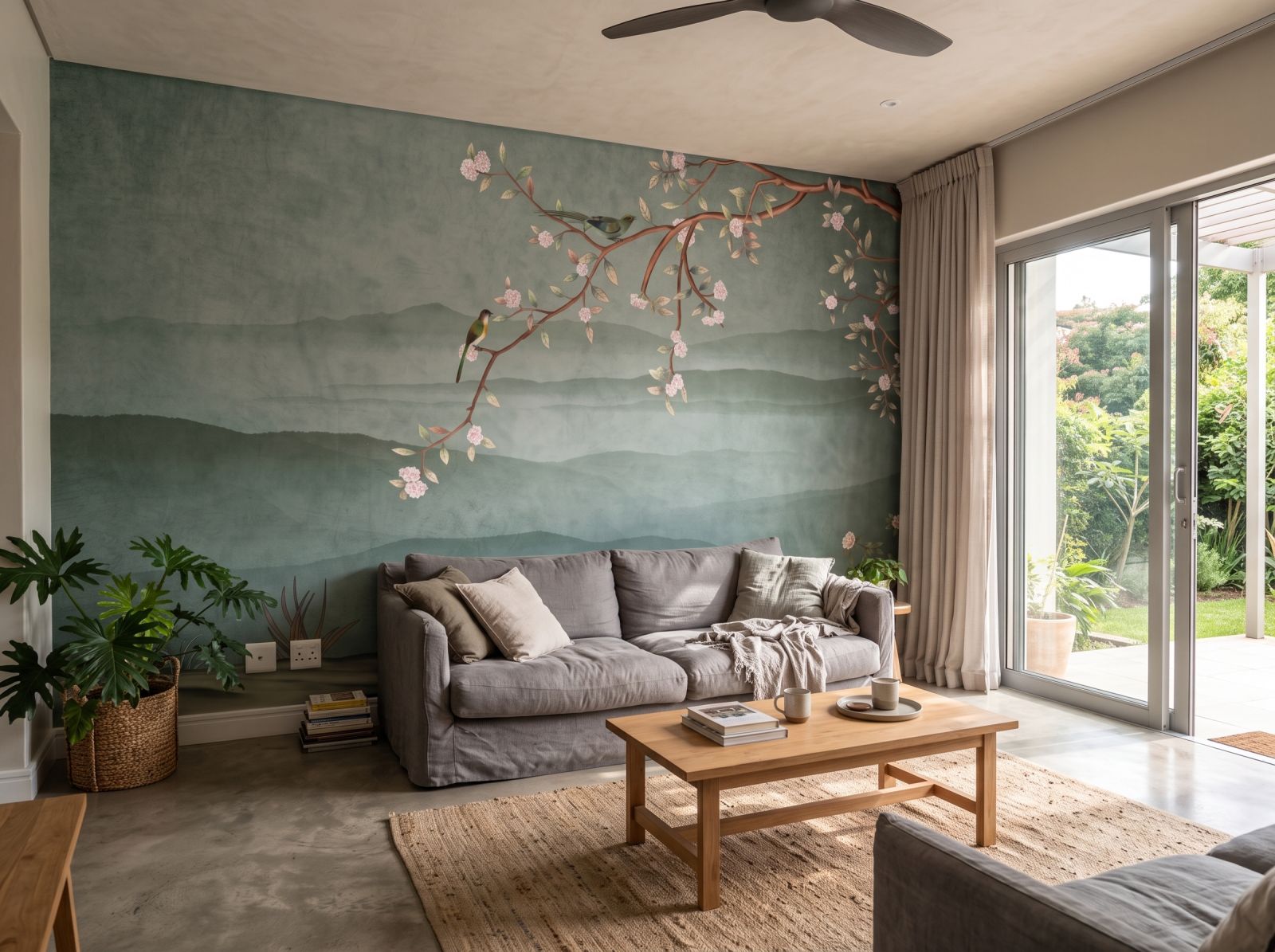 Mural Botanique Orientique 3 Wallpaper and Wall Murals South Africa Mural Botanique Orientique shown in a living room