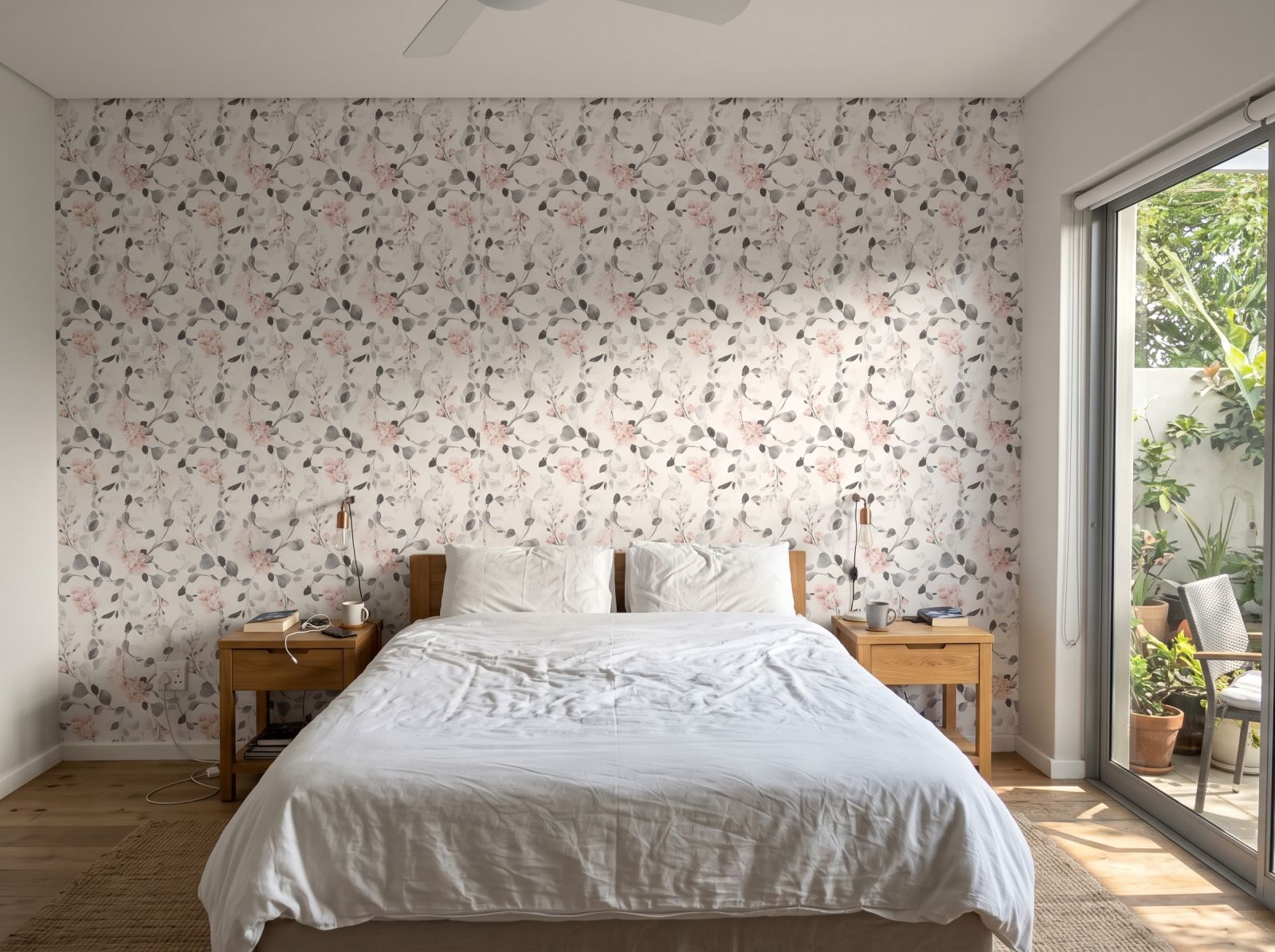 Eucalyptus Grey Wallpaper 1 Wallpaper and Wall Murals South Africa Eucalyptus Grey Wallpaper shown in a bedroom