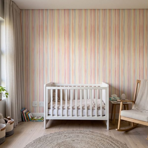 Pastel Gouache Stripes Wallpaper