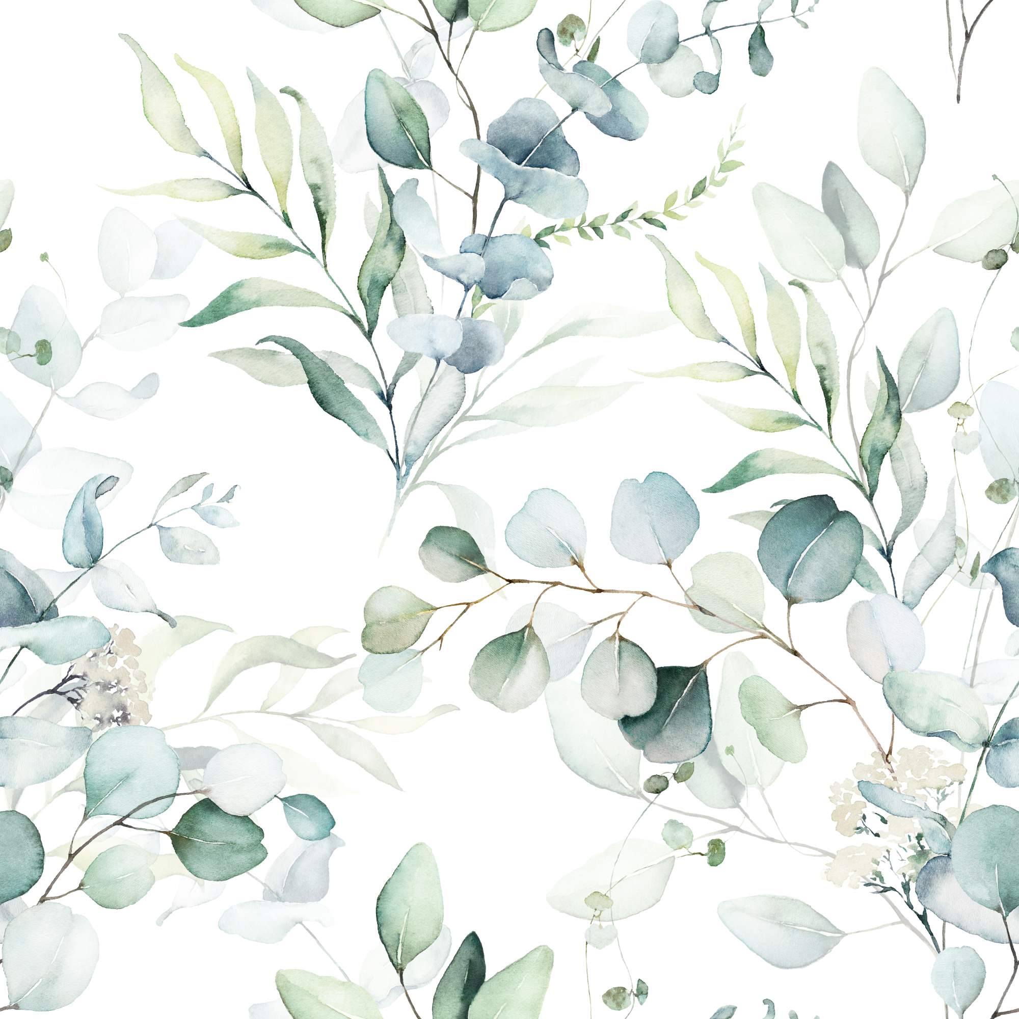 Mural Eucalyptus Watercolour 2 Wallpaper and Wall Murals South Africa Eucalyptus Watercolour, eucalyptus branches in sage green and dusty blue mural - WallpaperOnline
