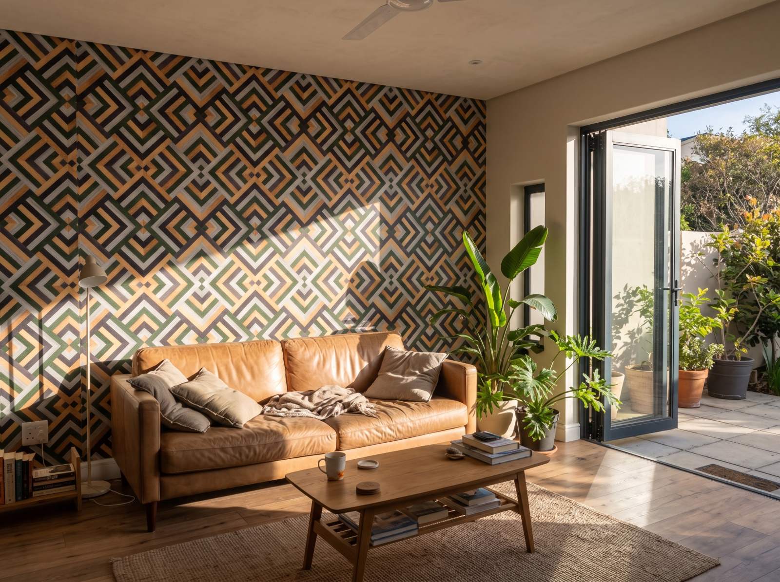 Jive Down Tile Wallpaper 1 Wallpaper and Wall Murals South Africa Jive Down Tile Wallpaper shown in a living room