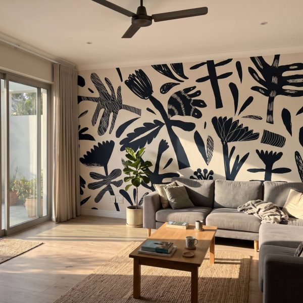 Mural Ink Meadow on Cream
