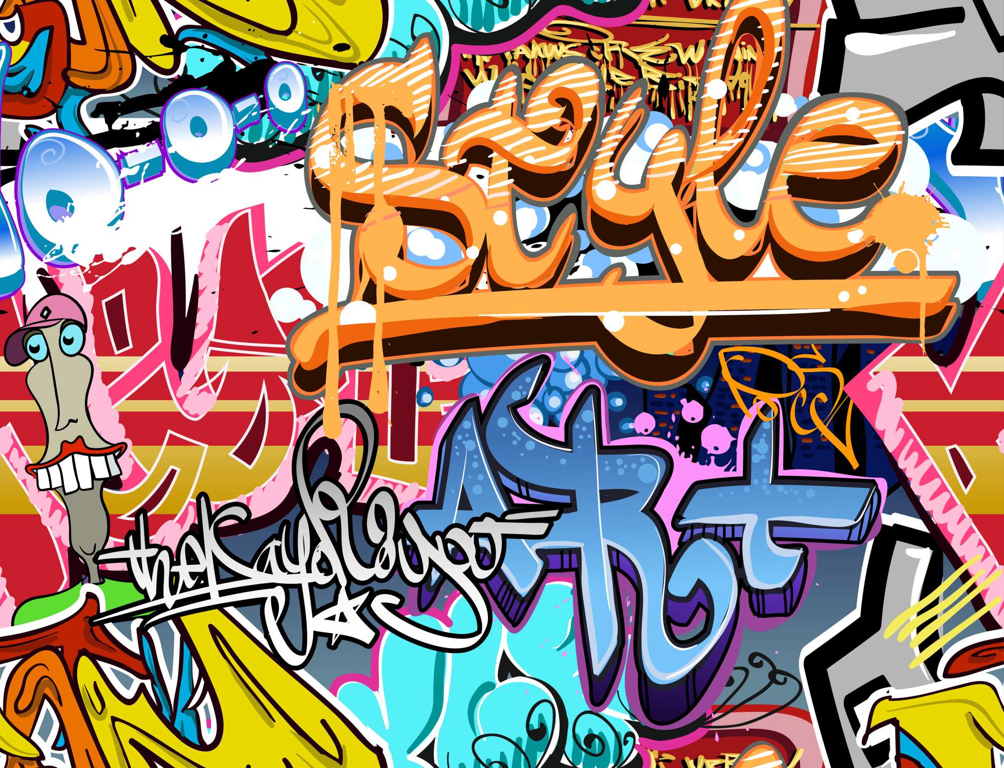 Mural Graffiti Art 2 Wallpaper and Wall Murals South Africa Mural Graffiti Art, graffiti art in orange, blue and white mural - WallpaperOnline