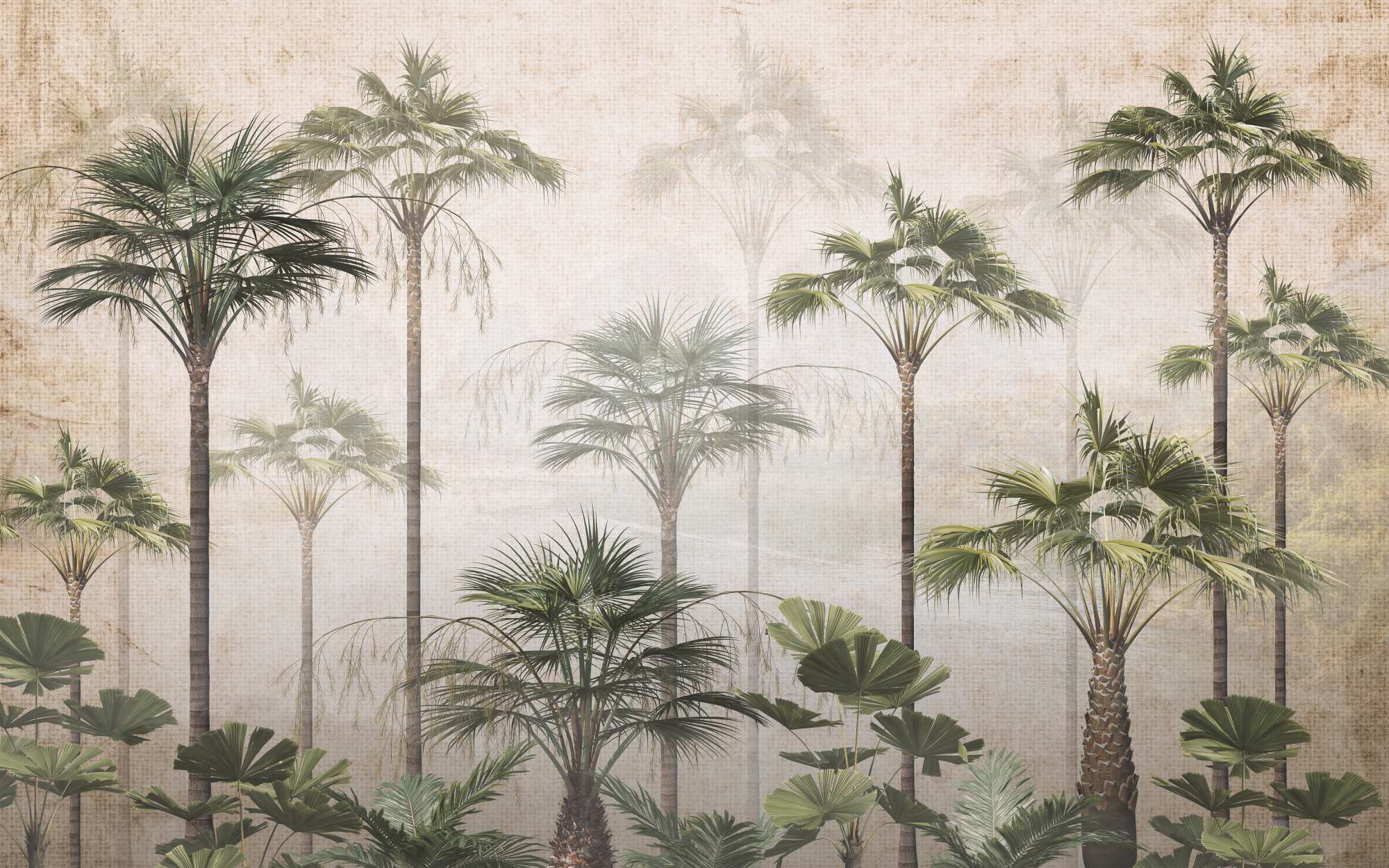 Mural Hudson Forest 2 Wallpaper and Wall Murals South Africa Hudson Forest, palm forest in beige and green mural - WallpaperOnline