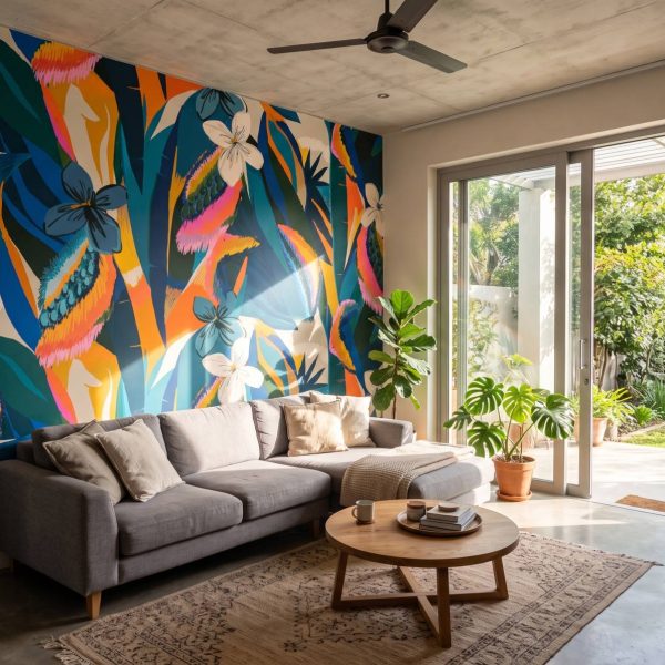 Mural Blue Garden in Bloom