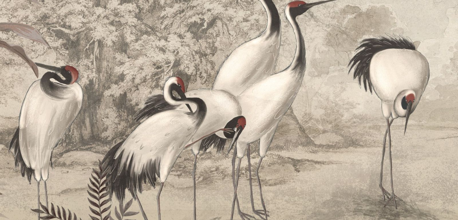 Mural Storks in Eden 4 Wallpaper and Wall Murals South Africa Mural Storks in Eden close-up showing texture and colour