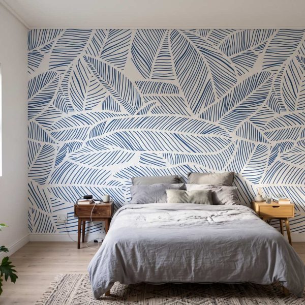 Mural Cobalt veins on white