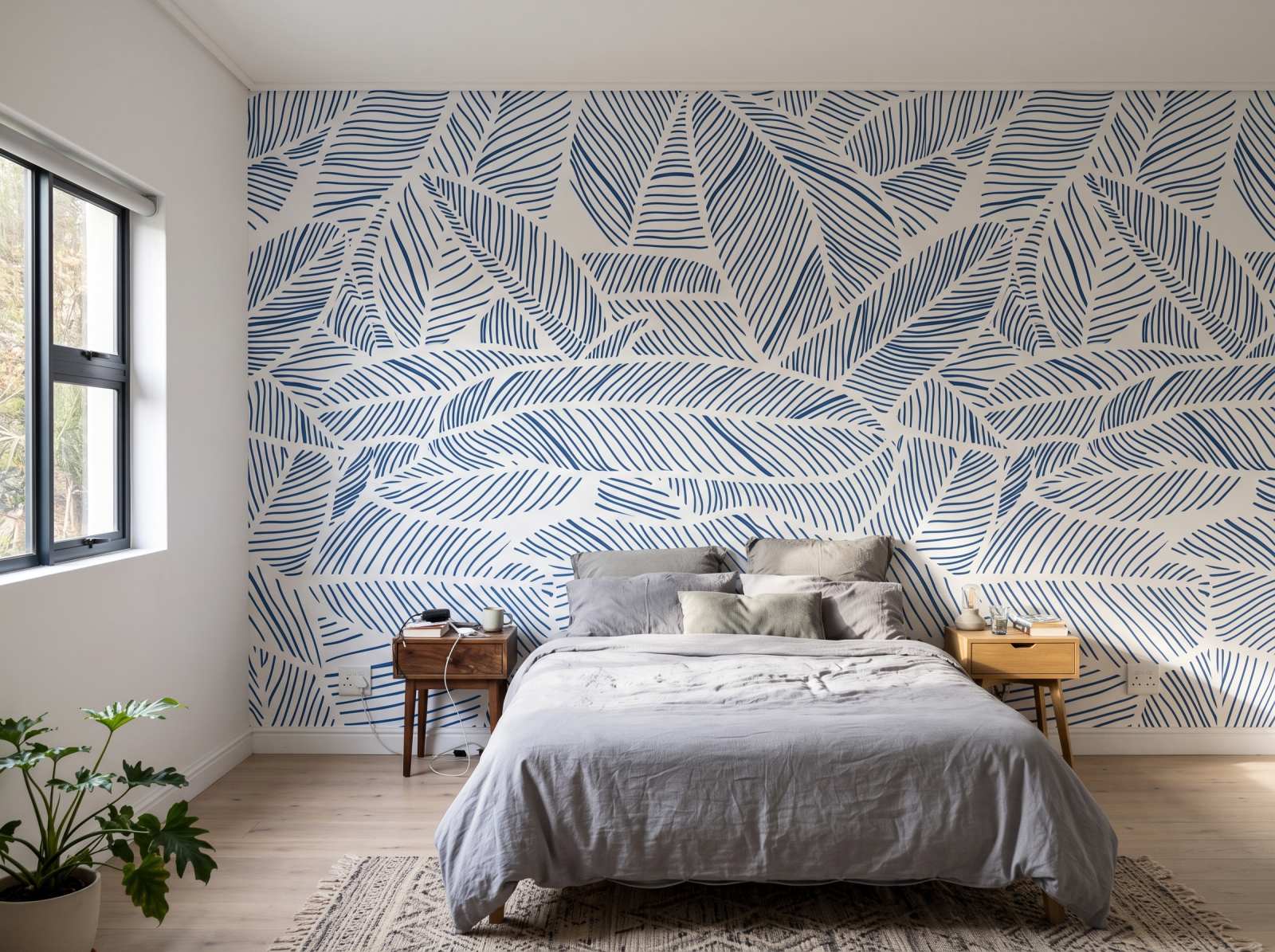 Mural Cobalt veins on white 1 Wallpaper and Wall Murals South Africa Mural Cobalt veins on white shown in a bedroom