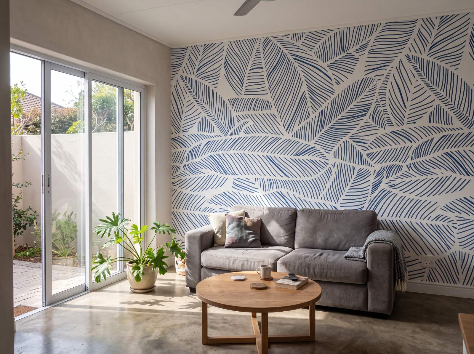 Mural Cobalt veins on white 3 Wallpaper and Wall Murals South Africa Mural Cobalt veins on white shown in a living room