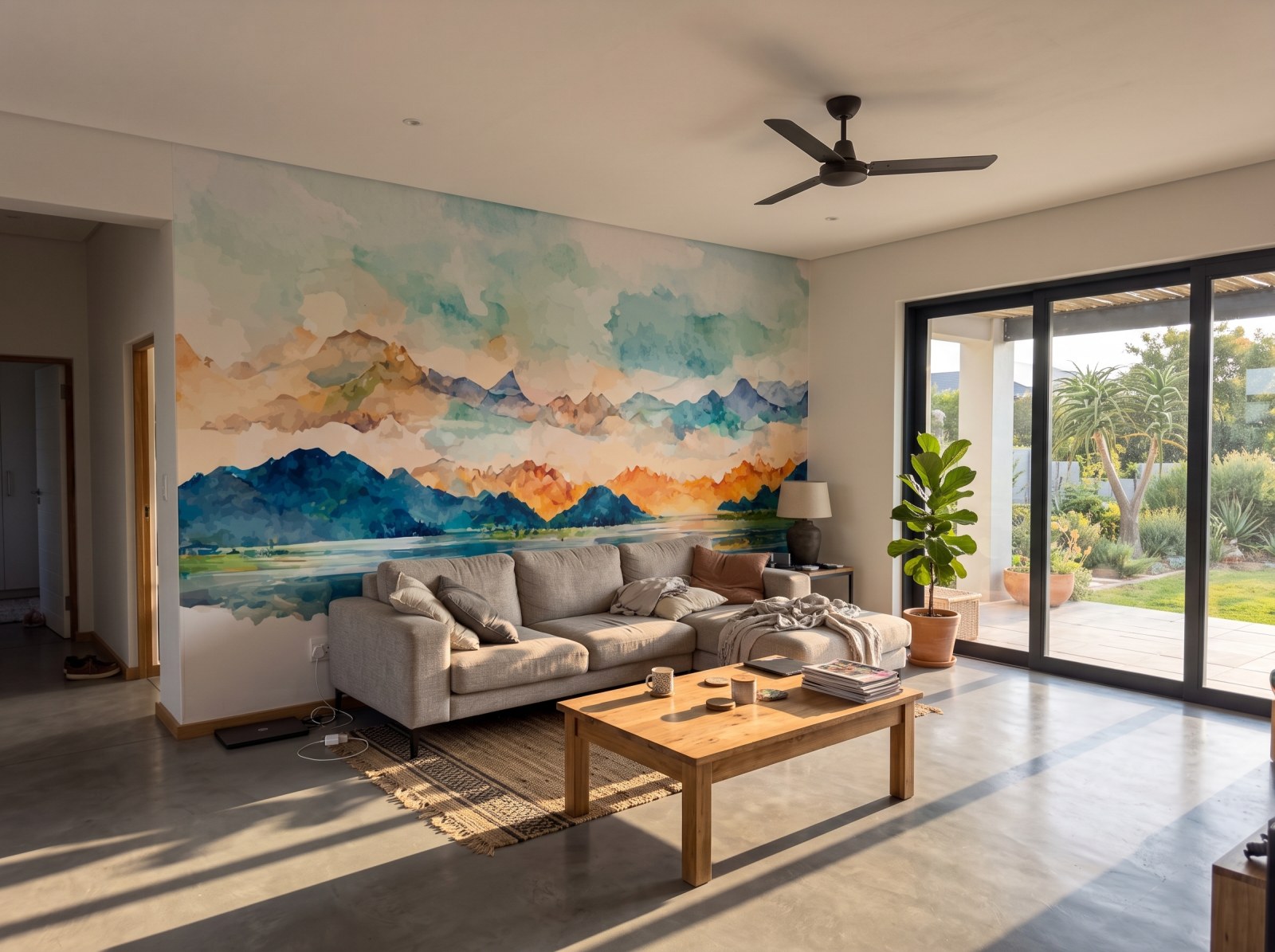 Mural Peaks and Valleys 1 Wallpaper and Wall Murals South Africa Mural Peaks and Valleys shown in a living room