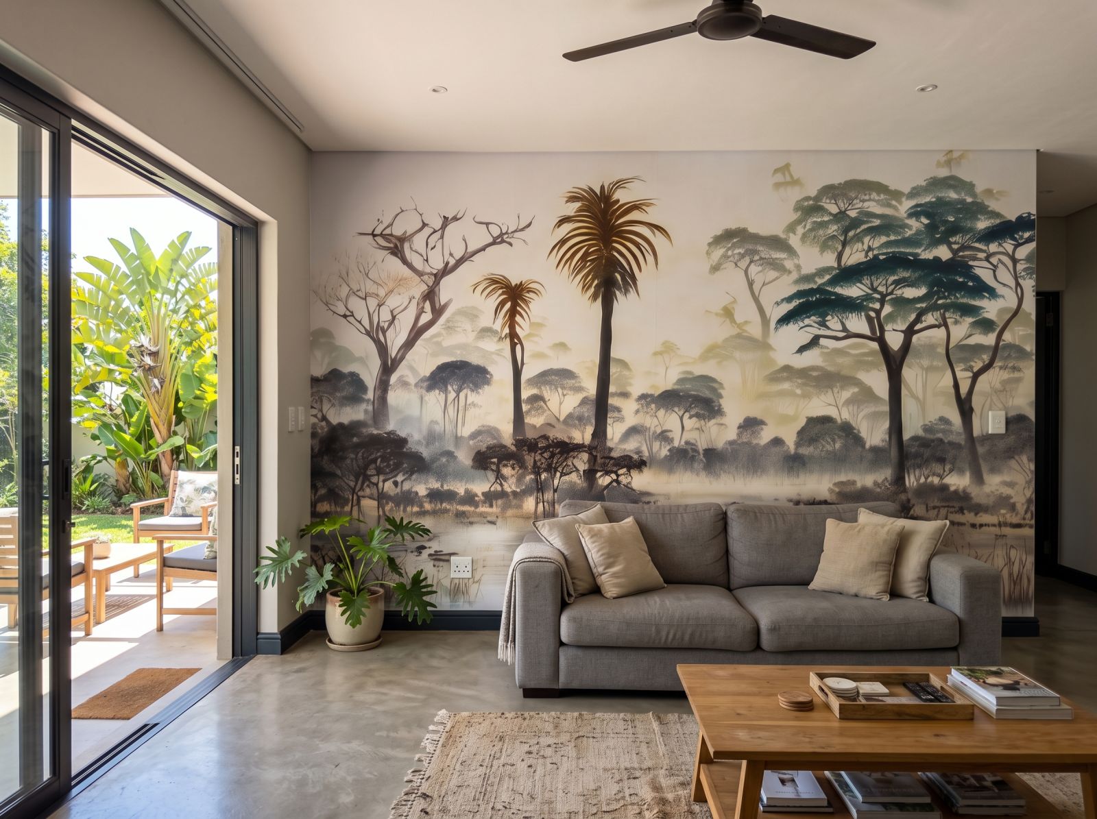 Mural Safari Bliss in Africa 1 Wallpaper and Wall Murals South Africa Mural Safari Bliss in Africa shown in a living room