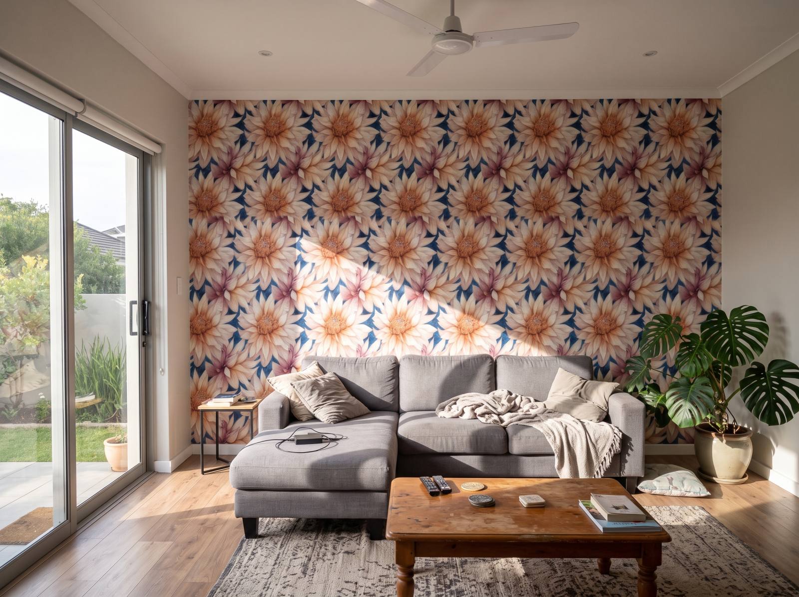 Noble Blossom Wallpaper 3 Wallpaper and Wall Murals South Africa Noble Blossom Wallpaper shown in a living room