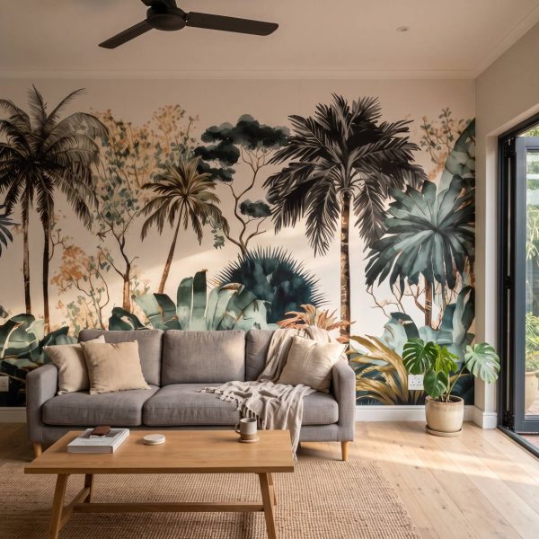 Mural Tropical Watercolor Oasis