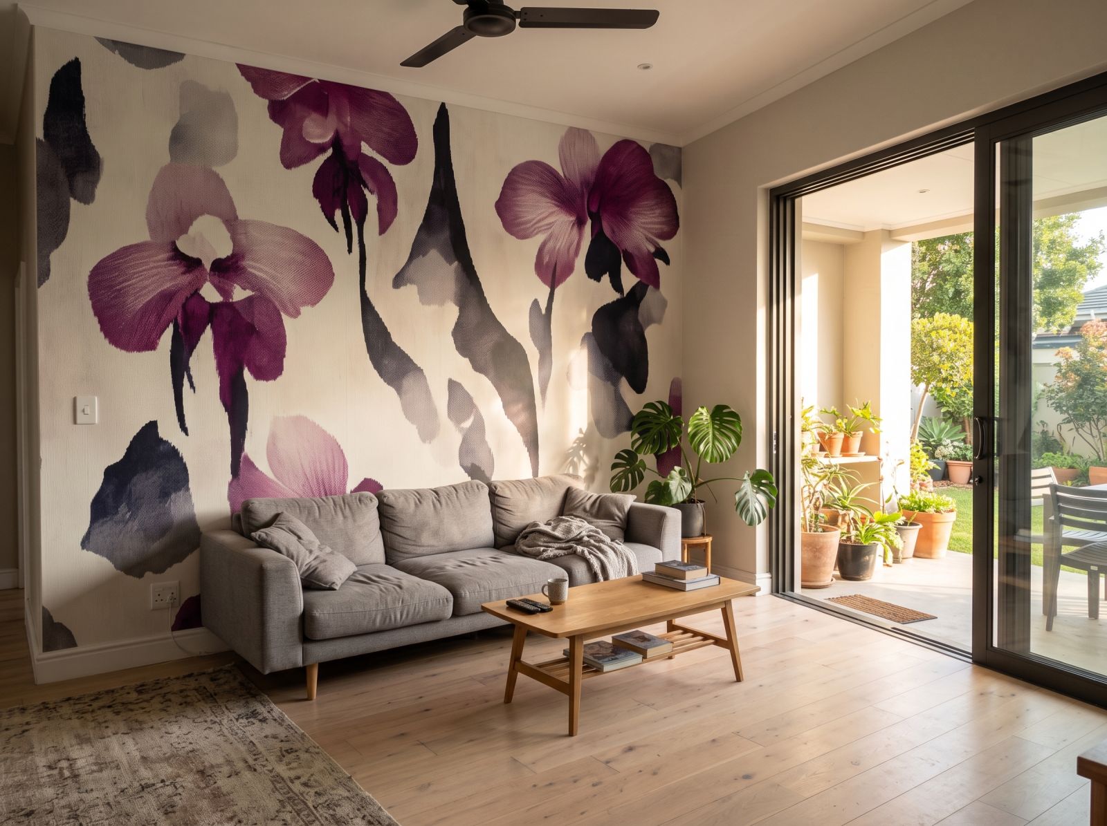 Mural Violet Veil 1 Wallpaper and Wall Murals South Africa Mural Violet Veil shown in a living room