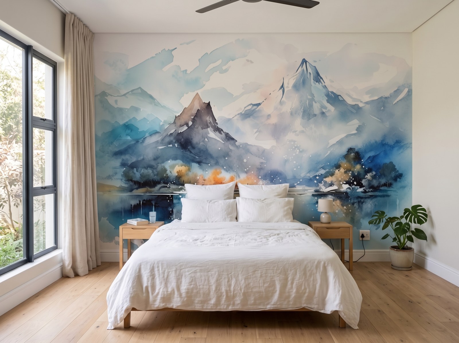 Mural Misty Peaks 1 Wallpaper and Wall Murals South Africa Mural Misty Peaks shown in a bedroom