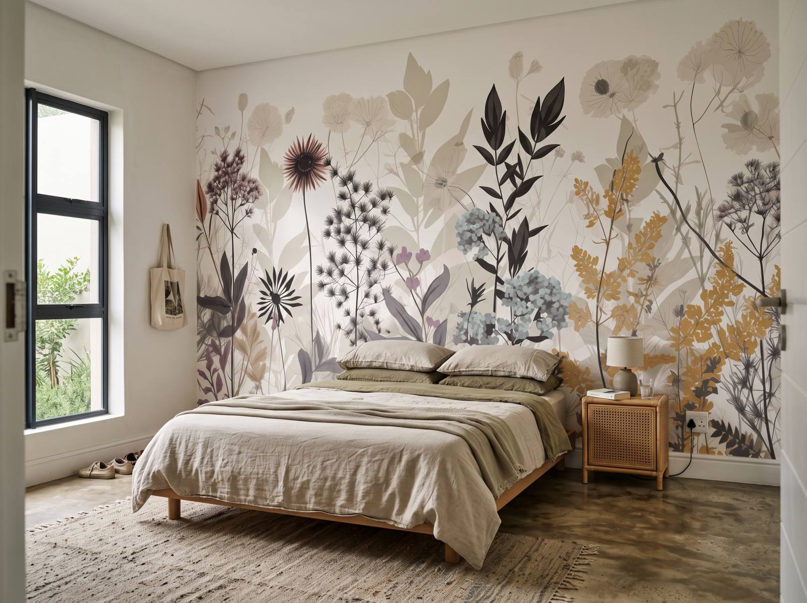 Mural Floral Whispers 1 Wallpaper and Wall Murals South Africa Mural Floral Whispers shown in a bedroom