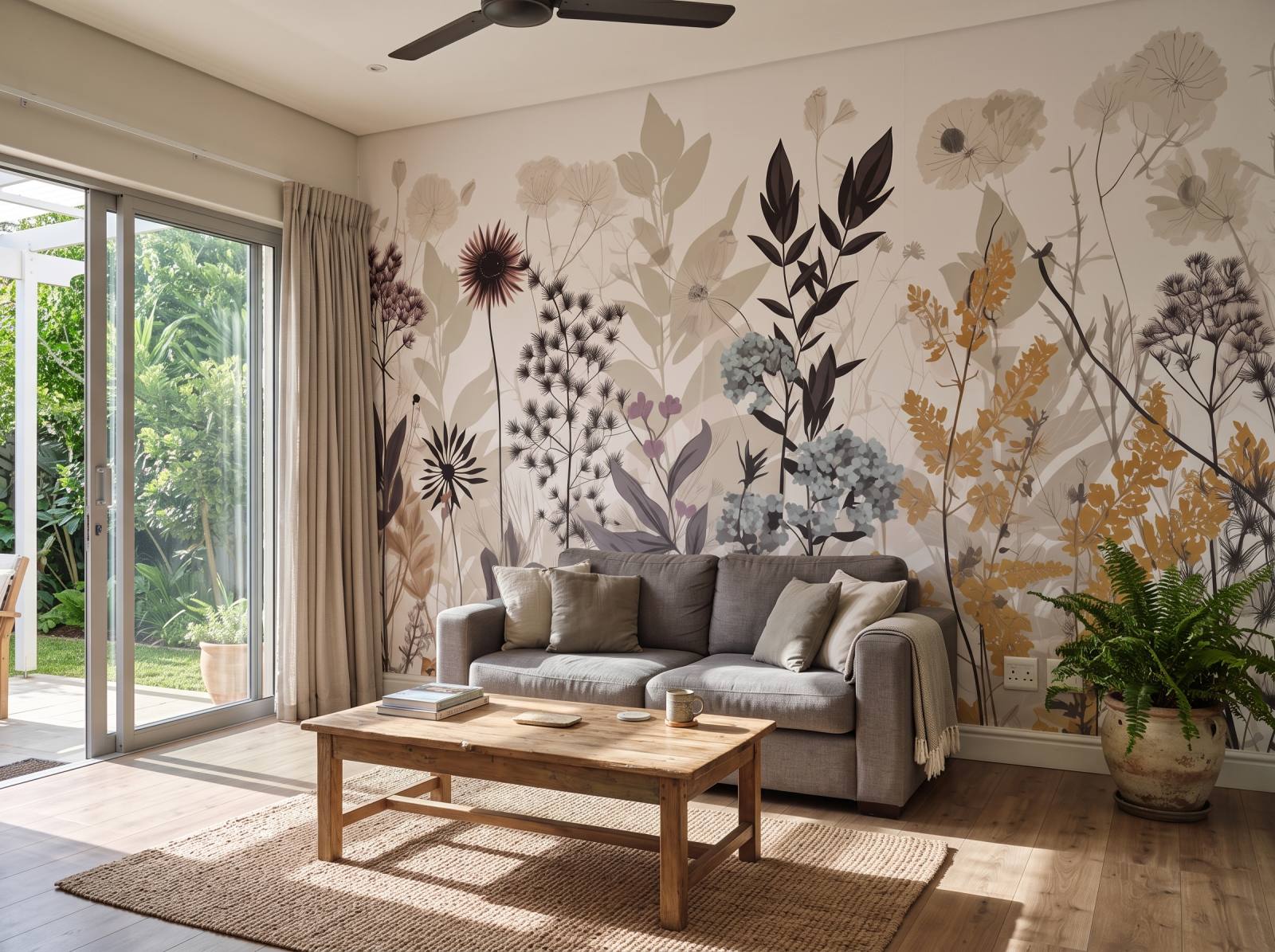 Mural Floral Whispers 3 Wallpaper and Wall Murals South Africa Mural Floral Whispers shown in a living room