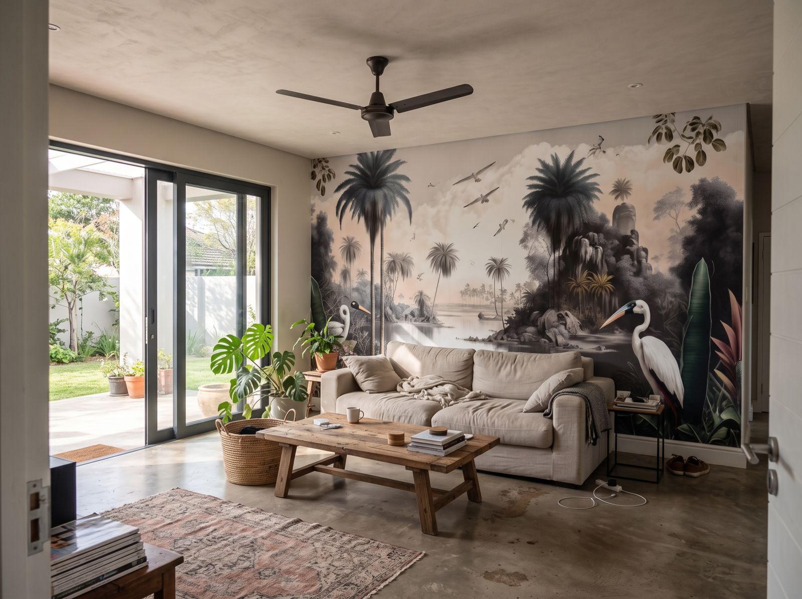 Mural Birds of the Oasis 1 Wallpaper and Wall Murals South Africa Mural Birds of the Oasis shown in a living room