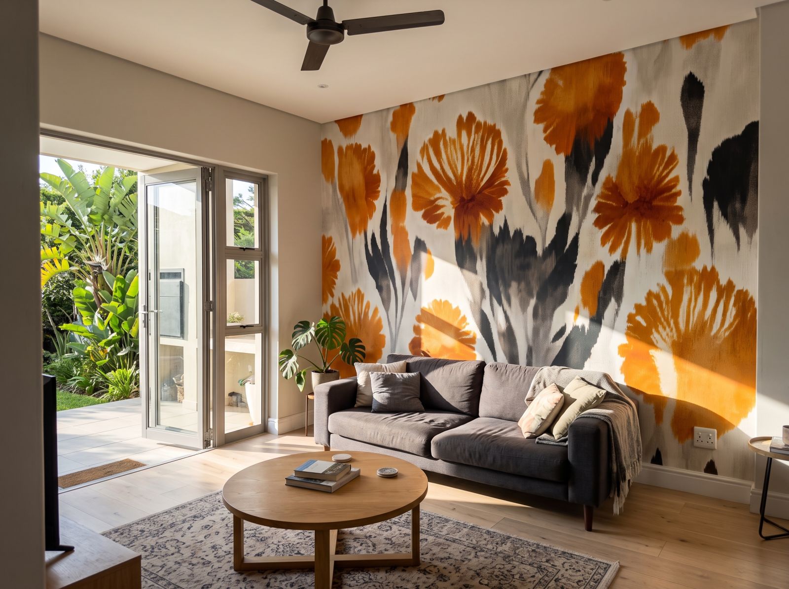 Mural Marigold Meadows 1 Wallpaper and Wall Murals South Africa Mural Marigold Meadows shown in a living room