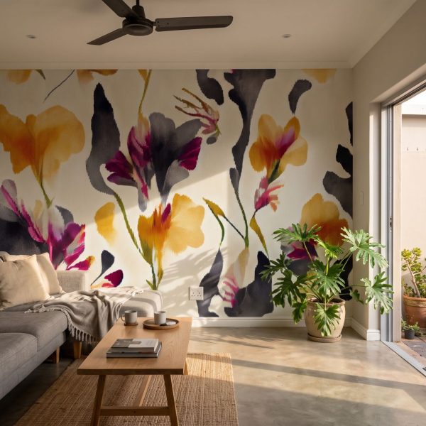 Mural Golden Threads of Florals