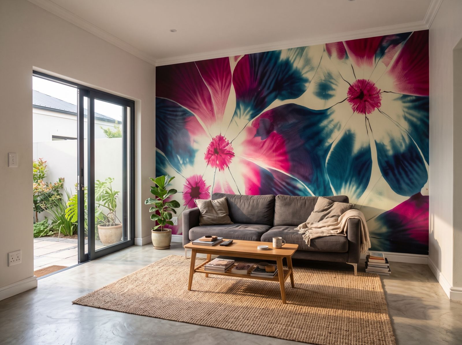 Mural Shibori Petals 3 Wallpaper and Wall Murals South Africa Mural Shibori Petals shown in a living room