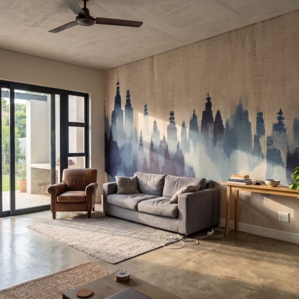 Mural Azure Wooded Towers