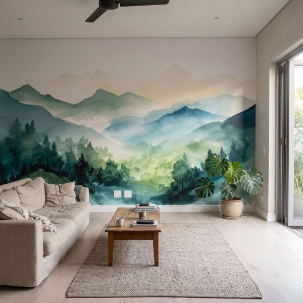 Mural Emerald Misty Peaks
