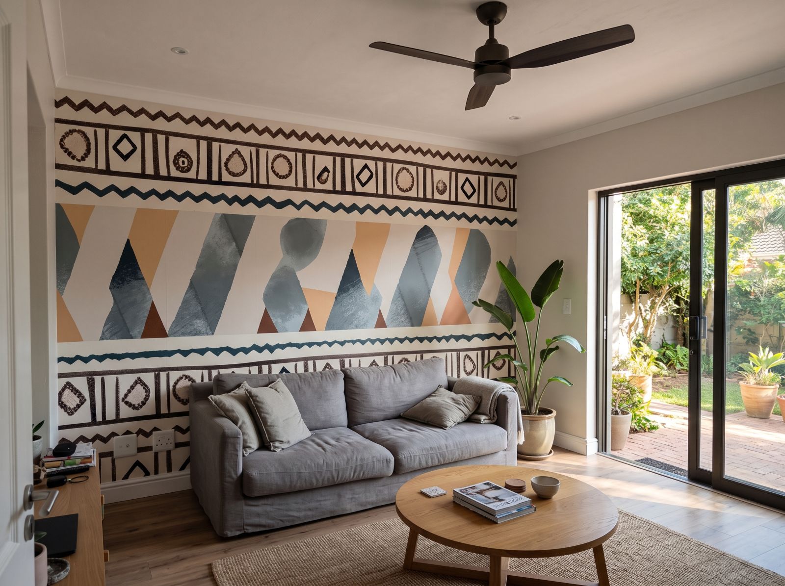 Mural Warm Mountain Mosaic 1 Wallpaper and Wall Murals South Africa Mural Warm Mountain Mosaic shown in a living room