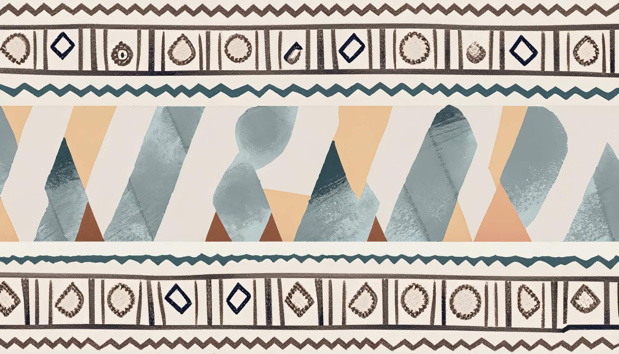 Mural Warm Mountain Mosaic 2 Wallpaper and Wall Murals South Africa Mural Warm Mountain Mosaic, mountain mosaic pattern in dusty blue, sand and terracotta mural - WallpaperOnline